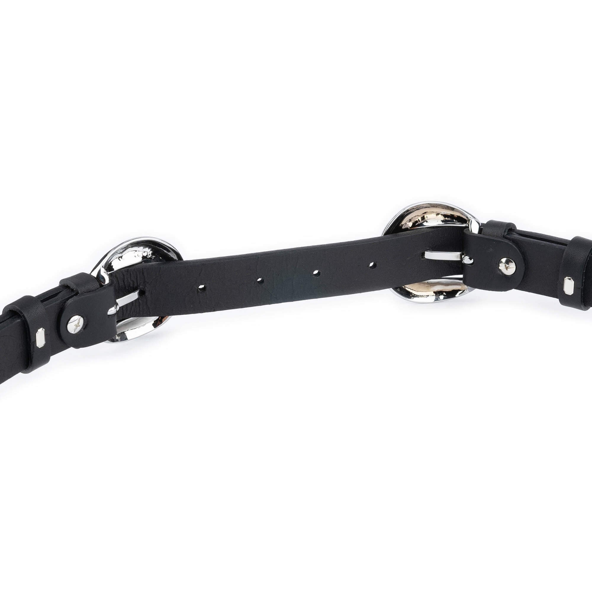 Cinturones de cuer mujer, correa de cinturón 2 hebillas de ancho de 2.4  Plata - Oro Baoblaze Cinturón de hebilla doble de mujer