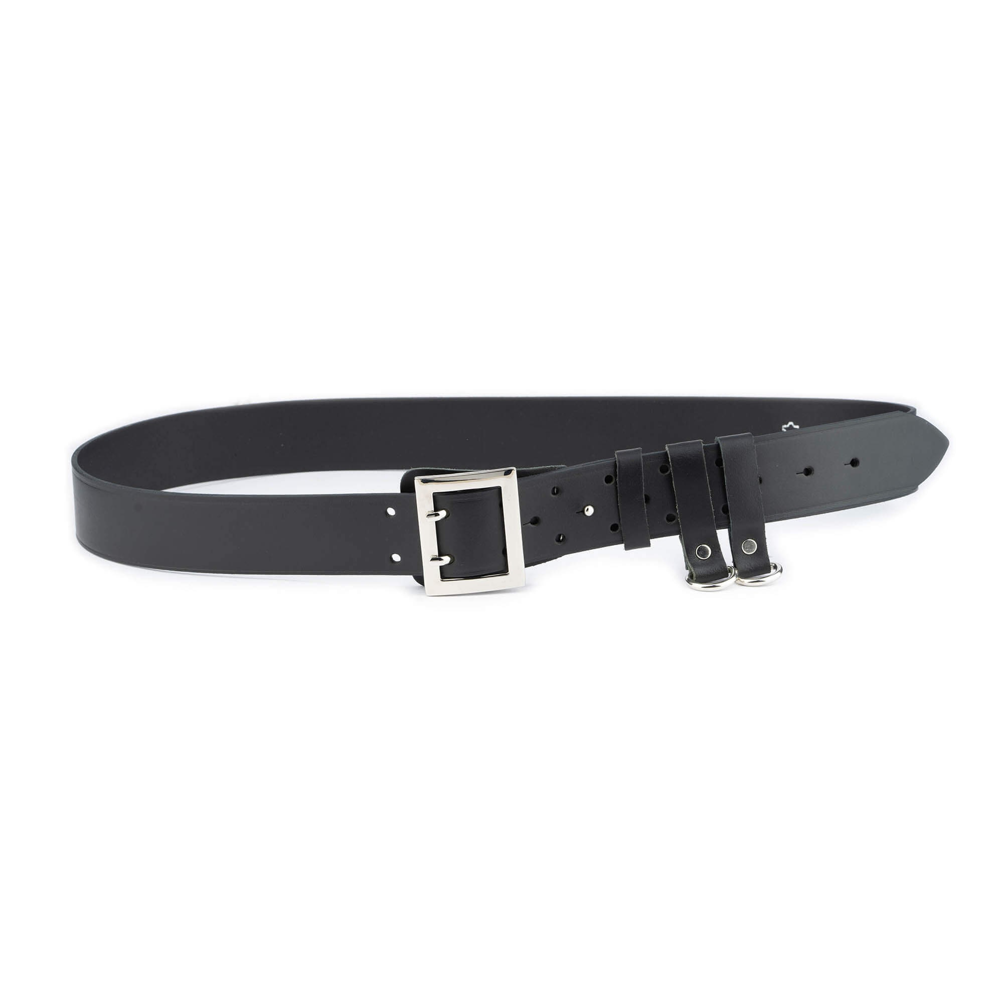 CINTURÓN DE POLICÍA DOBLE CUERNO CINTURÓN PANTALÓN CUERO AUTÉNTICO NEGRO BW