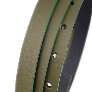 Olive Green Ladies Belt For Dress Skinny 1.5 Cm Dress Silver Buckle Belt Thin Real Leather Belt image 6