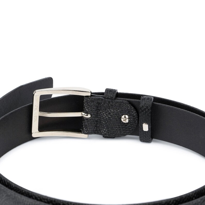 Snakeskin belt Unique belts Mens dress belts Black leather belt Embossed leather belt Snake skin belts 3.5 cm No stitching Formal dress belt