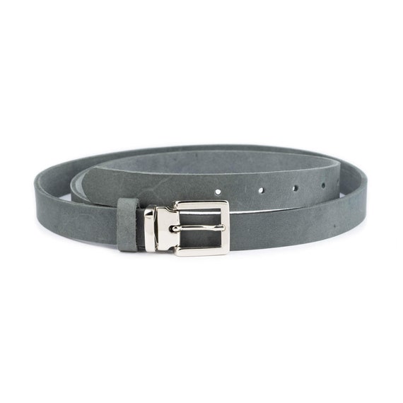 Gray Soft Leather Belt With Square Silver Buckle Women Belt  display picture 2