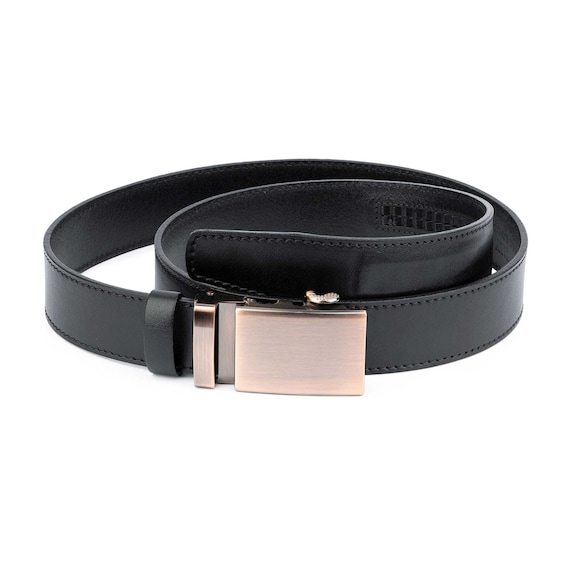 Leather Belt Strap - Men's Ratchet Belt - Black Vegetable Tanned