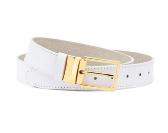 Cintura bianca fibbia oro Cinture da uomo Cintura bianca spessa uomo Cintura in pelle Con fibbia d'oro Cintura da uomo per jeans