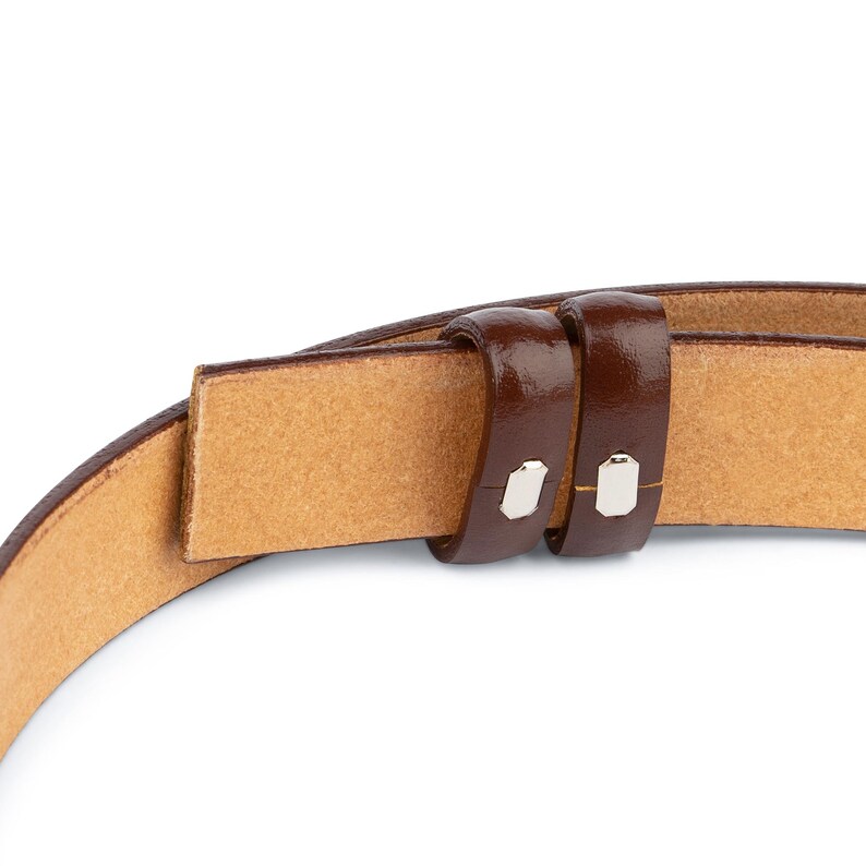 Brown Leather Belt With No Buckle 1 Inch Mens Belts for Etsy