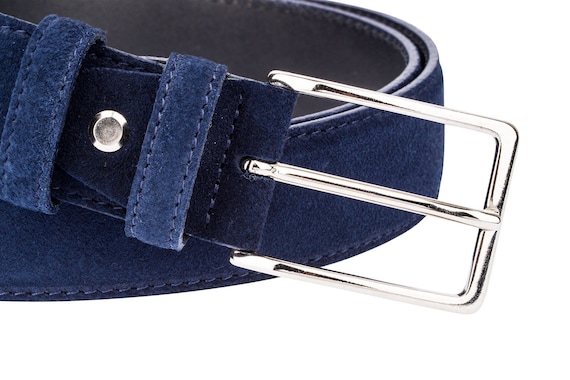 Blue Suede Leather Belt Men's Belts 