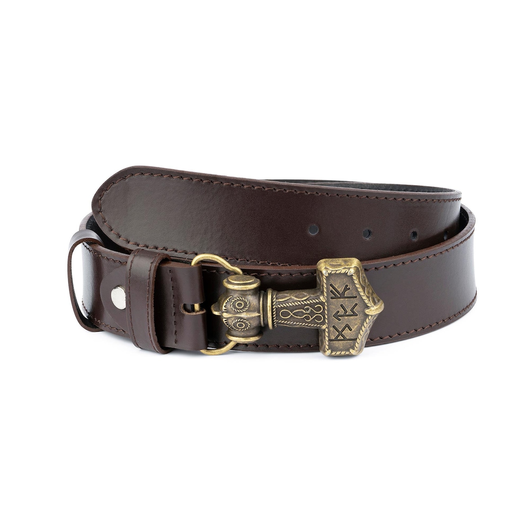 Viking Belt - Viking Leather Belt - Thor's Belt - Mjolnir Belt - Mens ...