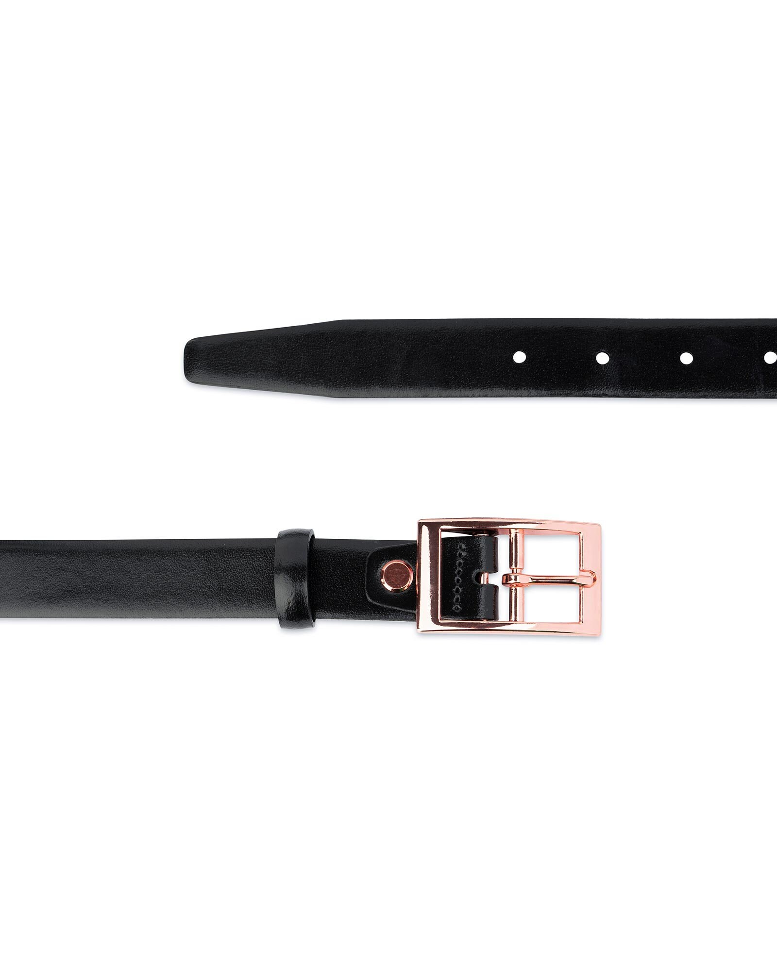 Belt With Rose Gold Buckle - Gold Buckle Black Belt - Womens  display picture 3
