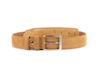 Camel Suede Belt - Suede Belt Mens - Beige Leather Belt