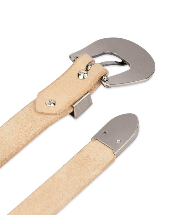 ウエスタンベルト シルバーバックル - 1インチ 天然皮革ベルト