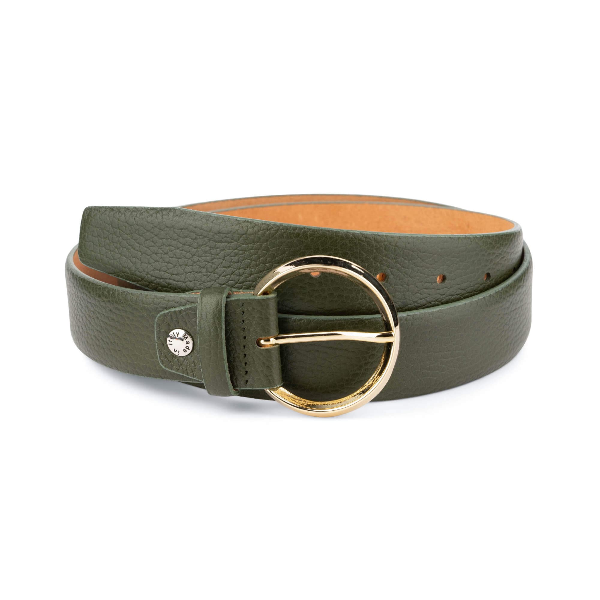 FRAME Green Leather Belt Gold Buckle Women’s 38” Gold Buckle Belt - Olive Green | Boston Proper main image 4