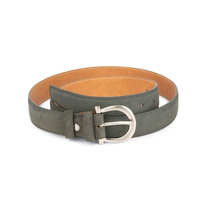 Cinto de camurça cinza feminino - Cinto de couro cinza - Cinto cinza feminino - Cinto de couro feminino - Cinto feminino para jeans - Cintos femininos da moda