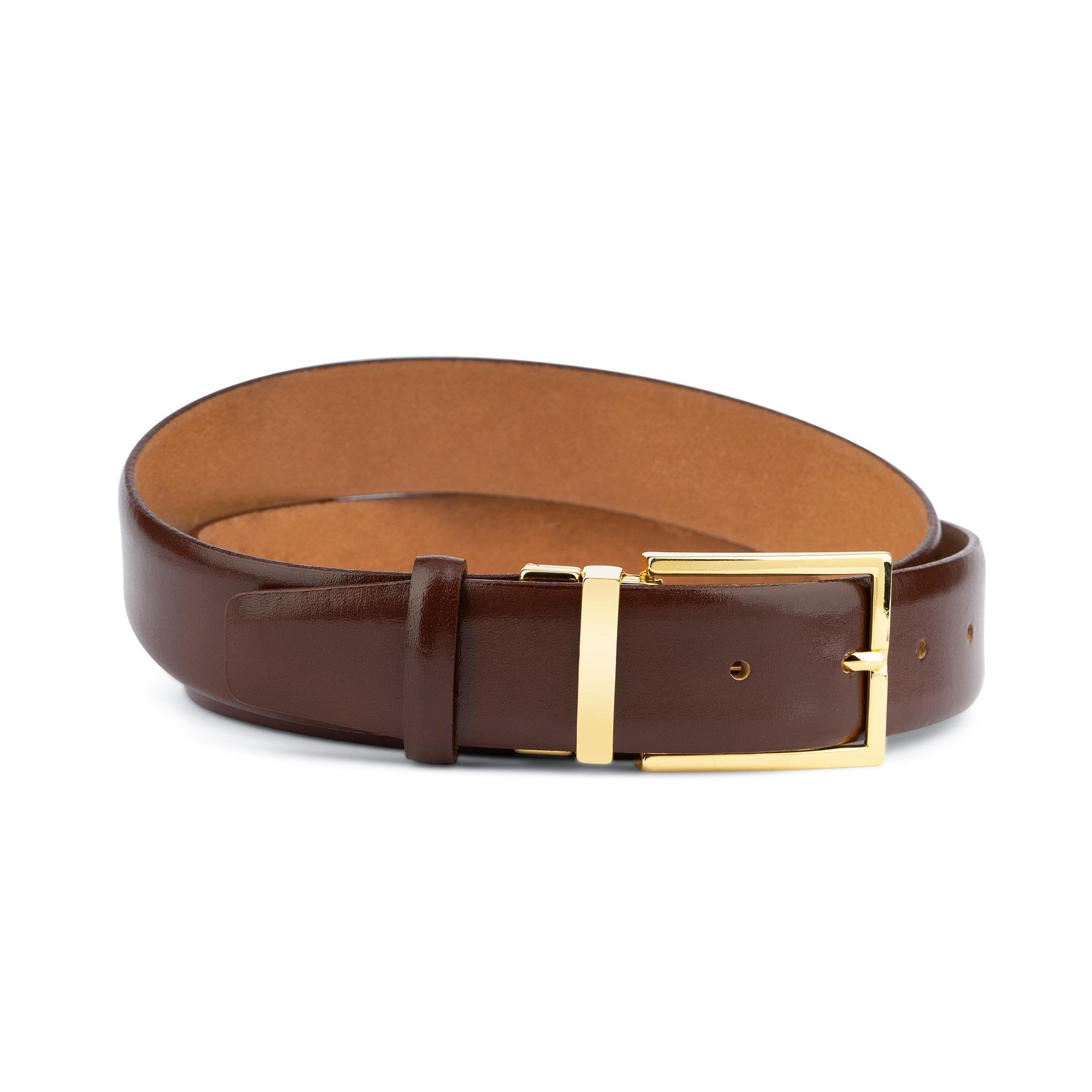 Brown Belt With Gold Buckle Mens Belts With Buckle Tan Cognac 