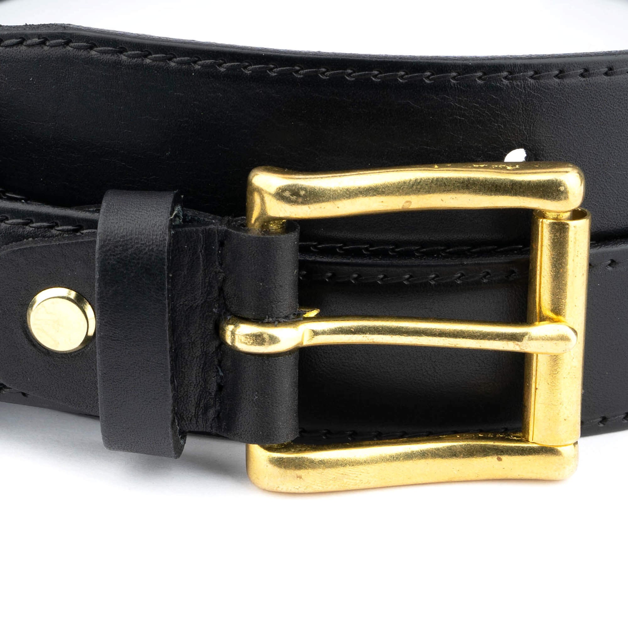 Solid Brass Buckle Belt Black Belt With Gold Buckle Full Grain Leather Belt  Mens Black Belt Women's Leather Belt Black 