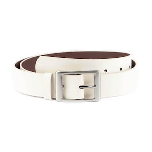 Womens Cream Belt For Dress Wide 1 1/2 Inch Jeans Genuine Leather Belt With Silver Buckle 40 Mm