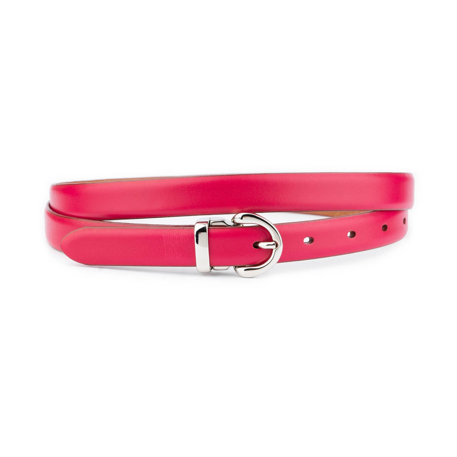 GENUINE LEATHER FUSCHIA BELT W/ SILVER BUCKLE MOTHER OF PEARL ACCENTS Metallic Silver and Berry Belt Strap with Rose Gold Buckle  main image 2