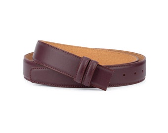 Ceinture en cuir Bourgogne Ceinture Hommes Cuir de veau Italien Rouge Hommes Accessoires faits à la main Sangle de remplacement Ceinture réglable 35 mm