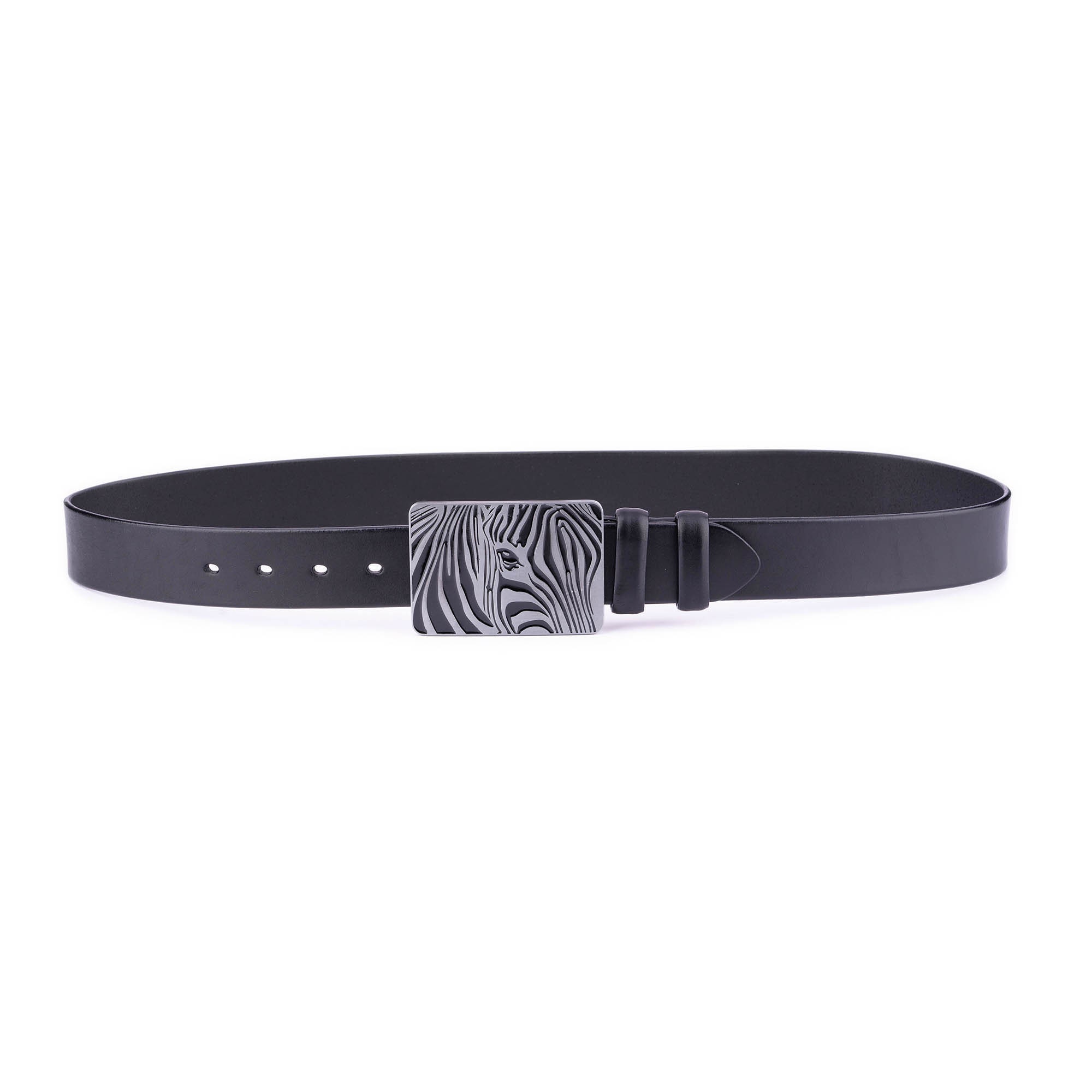 Adjustable leather belt / zebra buckle size 31” 1.25 main image 3