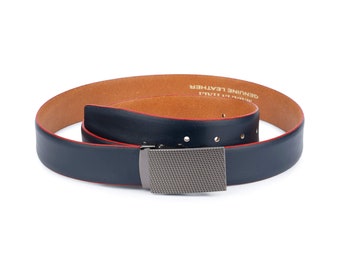 Vintage MAURI Navy Blue Ostrich Leather Belt With Silver  display picture 3