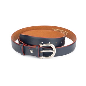 Womens Navy Blue Belt - Women&#39;s Blue Belt - Blue Leather Belt - Dark Blue Belt - Womens Men&#39;s Casual Leather Belt - Women&#39;s Jeans Belt