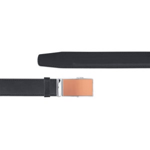 Men&#39;s Black Leather Belt - Black Mens Ratchet Belt - Copper Brown Buckle Belt - Click It Belt - Ratchet Belt For Men - Genuine Leather Belt