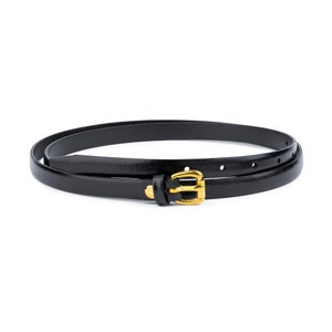 Gold Buckle Black Belt - Black Belt Gold Buckle - Women's Black Belt With Gold Buckle - Thin Black Belt - Leather Belt Women