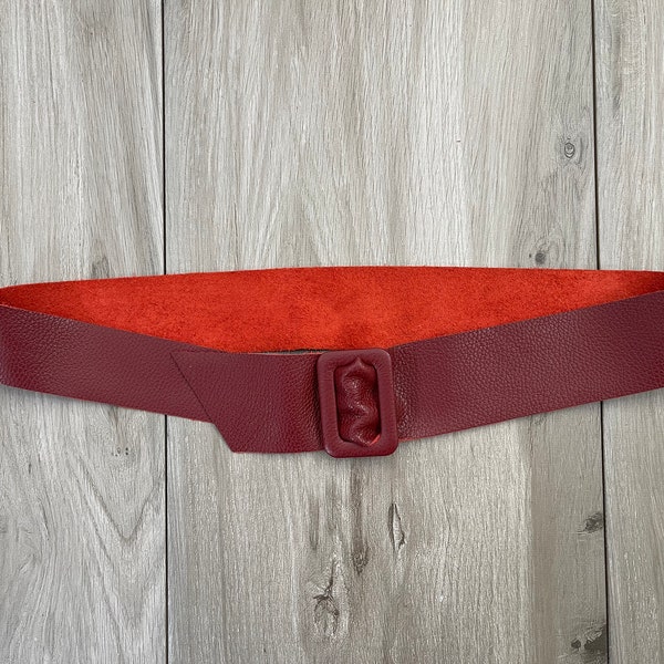 Burgundy High Waist Belt For Dress - Wide Womens Leather Belt - Womens Belt For Dress - Womens Wide Leather Belt