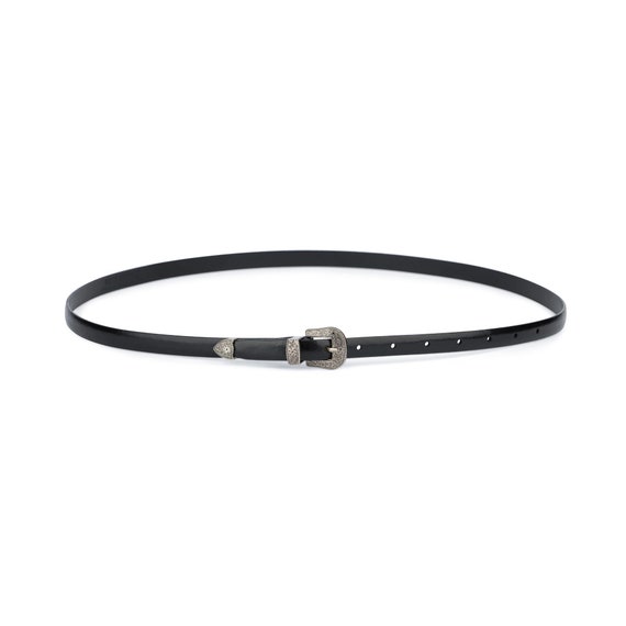 YOKE Narrow Leather Belt BLACK×SILVER Future Present - YOKE | Narrow Leather Belt