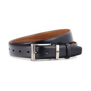 Formal Belt For Men Black Feather Edge Leather 3.5 Cm Real Leather Dress Belt