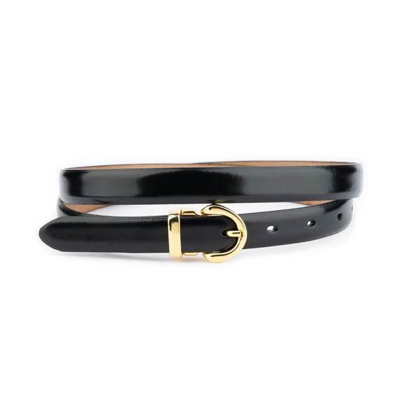 5435 Women\'s Black Belts With Gold Buckle Elegant Leather Waist Belt Ladies RISANTRY Women main image 2