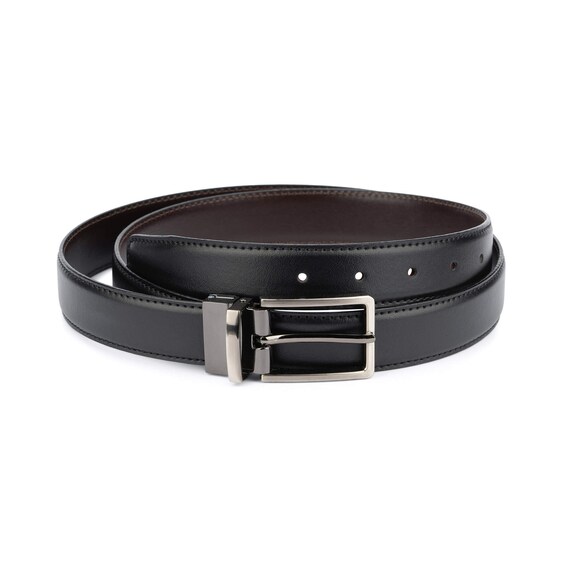 Cintura reversibile in pelle con fibbia Donna, Nero | Milano