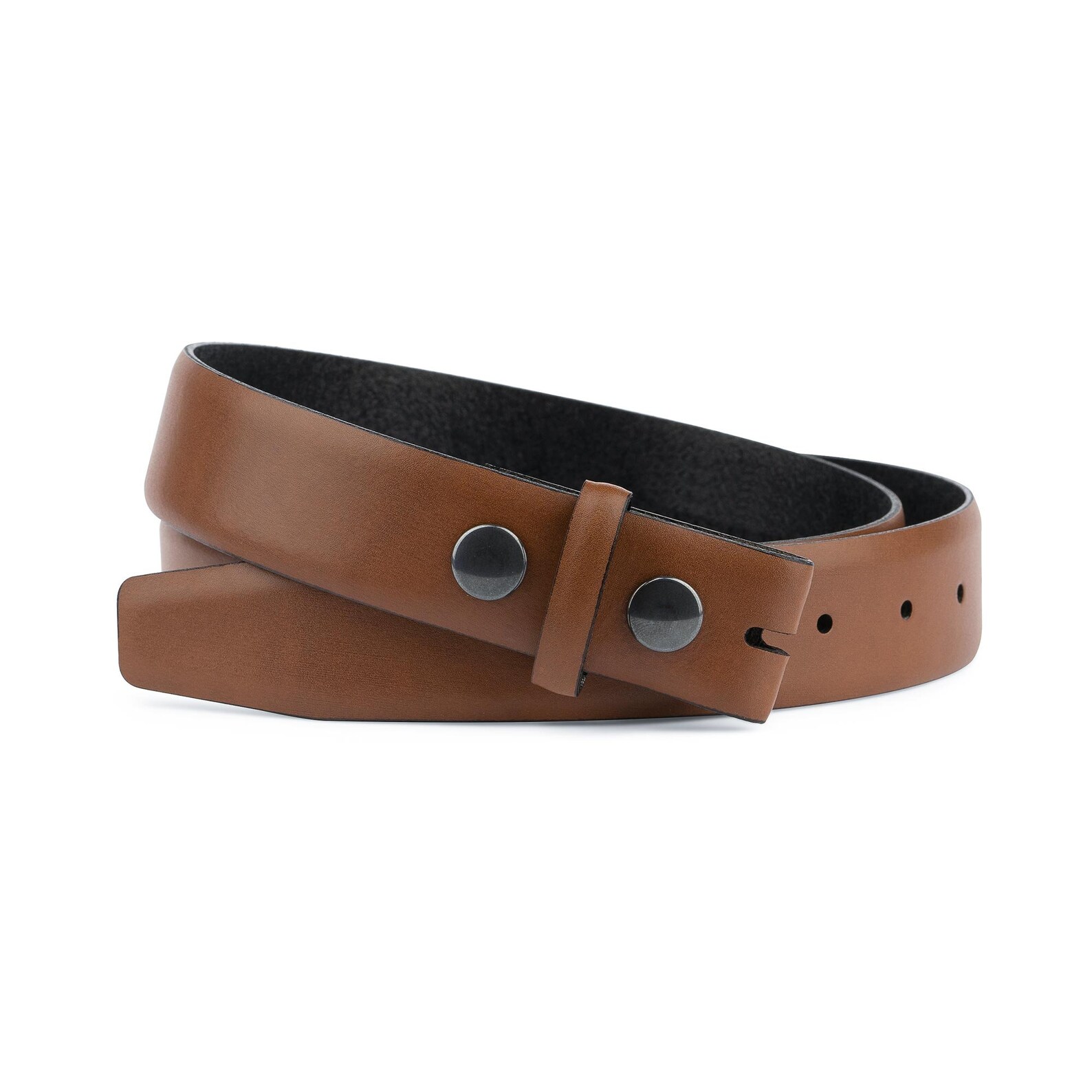 Brown leather belt No buckle Mens belts for buckles Snap on 1 Etsy