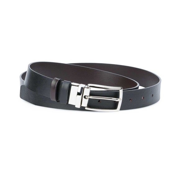 Black Leather Dress Belt | Silver Belt Buckle Brown / 40