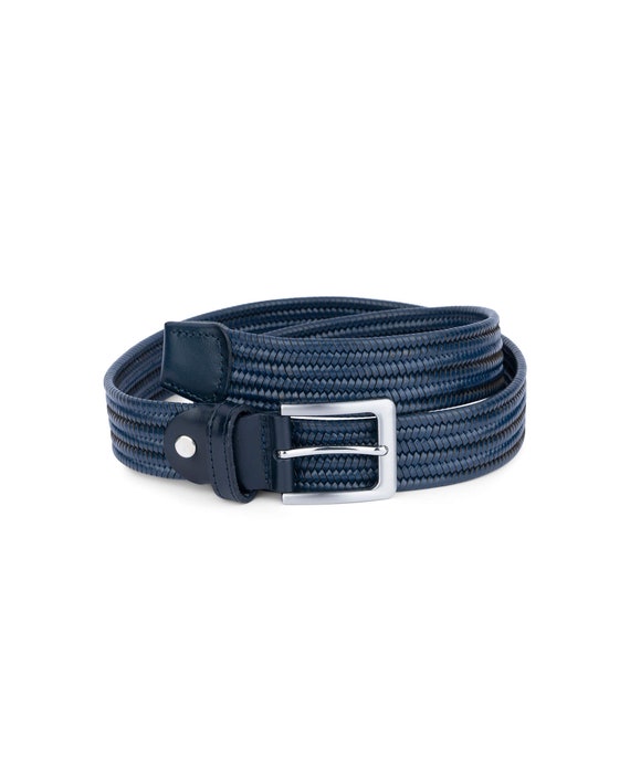 Cinturón tejido para hombre Cinturones elásticos para hombre Cinturón de  cuero tejido Cinturón elástico para hombre Cinturón trenzado azul marino  Cinturón trenzado para hombre -  España