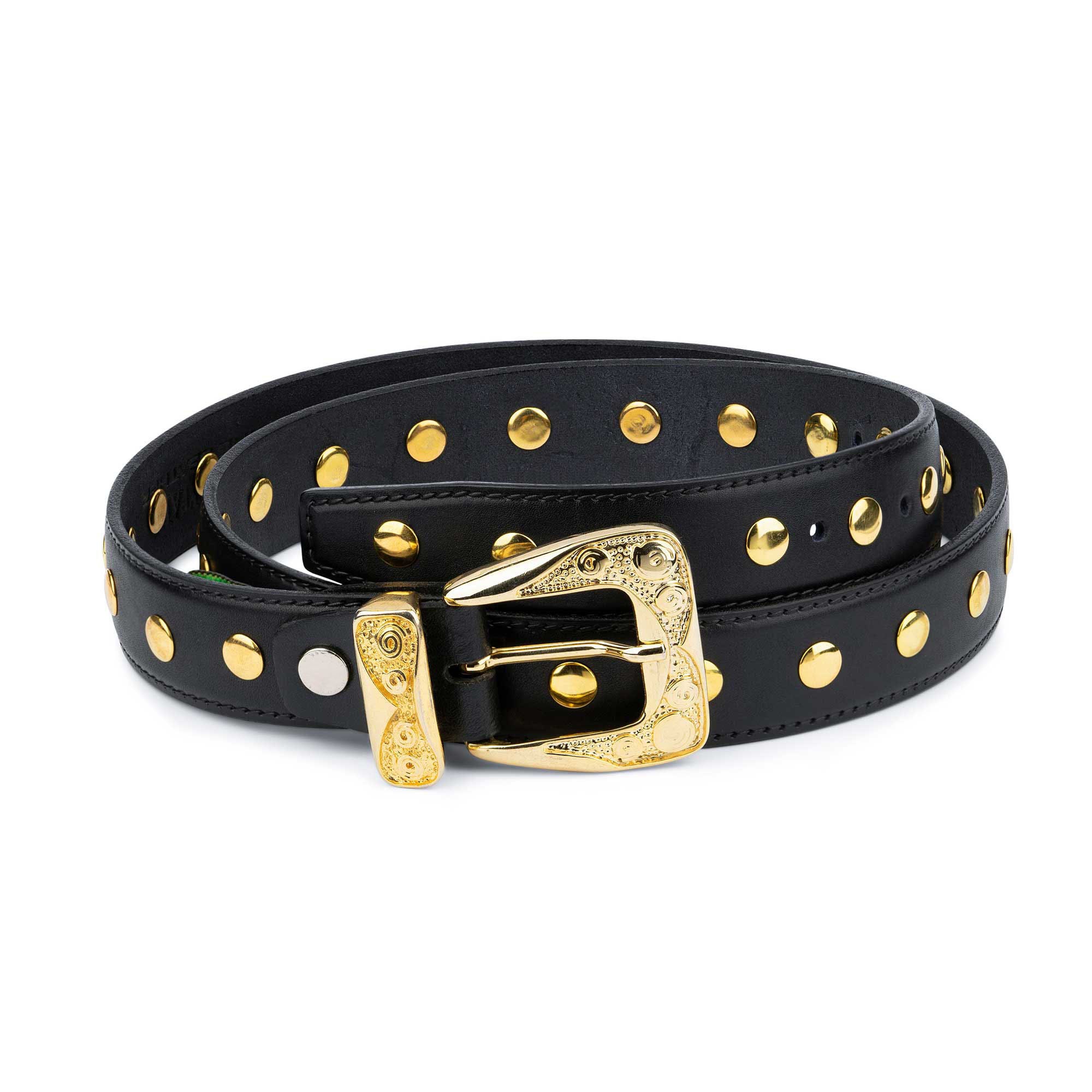 Black gold studded belt hot sale