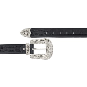 Cinturón negro occidental para mujer con hebilla de diamantes de imitación de níquel Cinturón de cuero genuino de vaquera