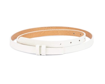 White Leather Strap For Belt 15 Mm - Belt Strap Replacement - Belt Straps Without Buckle - White Cowhide Belt Leather