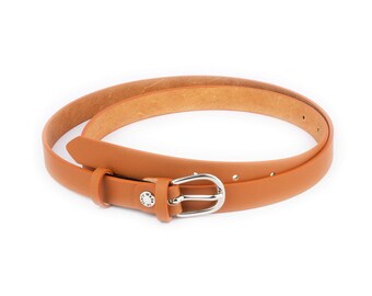 Vintage Skinny Tan Leather Belt for Women - Etsy