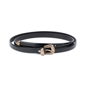 Western Belts for Women - Gold Buckle Black Belt - Western  display picture 1