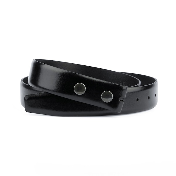 Ceinture en cuir noir Pas de boucle Ceintures pour hommes pour boucles Snap on 1 3/8 » Robe ceinture en cuir Bracelet de remplacement 35 mm Boutons YKK