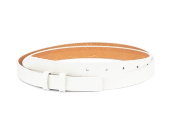 White Leather Strap For Belt 20 Mm - Belt Strap Replacement - Belt Straps Without Buckle - White Belt Leather