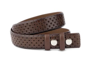 レザースナップベルト、簡単に交換できるバックル、スーツ用ベルト