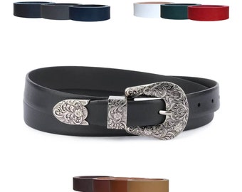 Vintage Womens Sz XS Small Black Leather Belt Silver  display picture 3