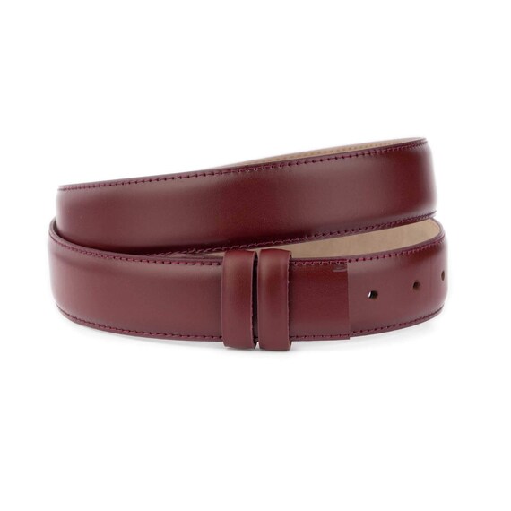 Burgundy Belt Strap Non Leather Replacement Cut End Vegan Leather Belt  Strap For Dress 35 Mm