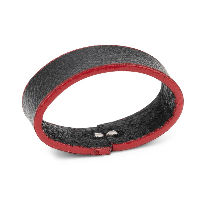 Leather Belt Keepers Handmade Loops Spare Black With Red Edges Etsy