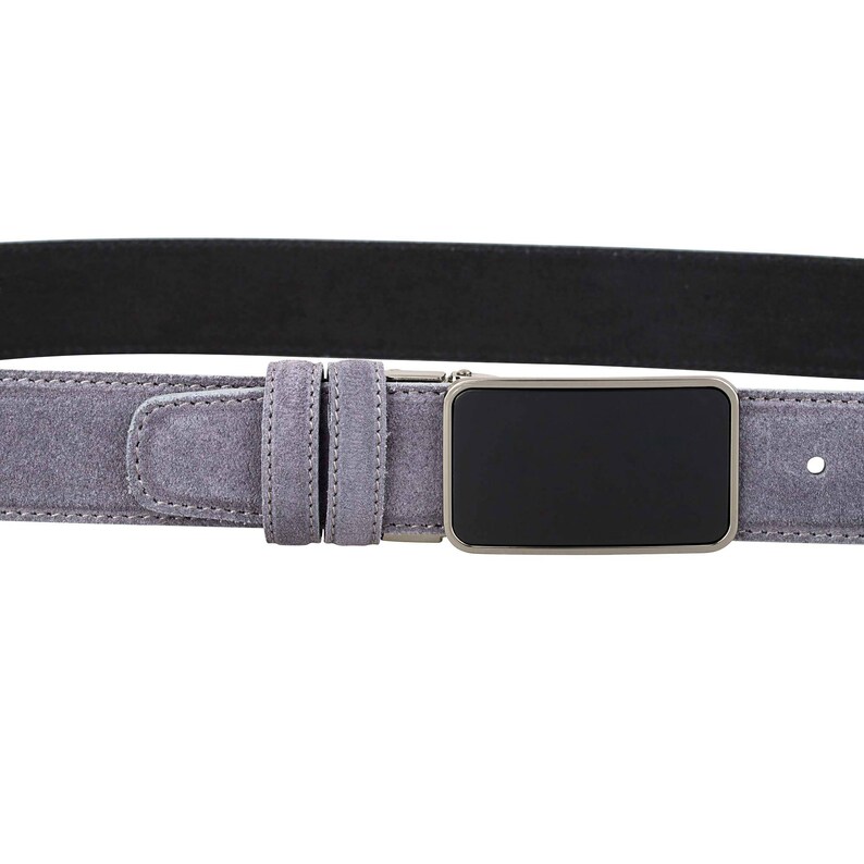 Grey suede Leather belt Gray Mens belt Womens belt Handmade Italian leather Gunmetal buckle