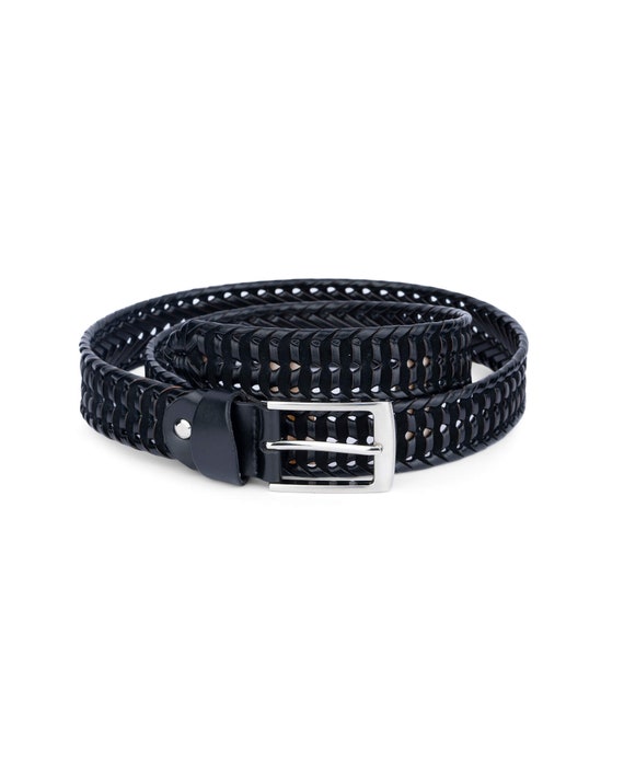 Men Woven Belt Black Braided Belt Black Leather Belt Mens Real Leather Belt  Woven Leather Belt -  Canada