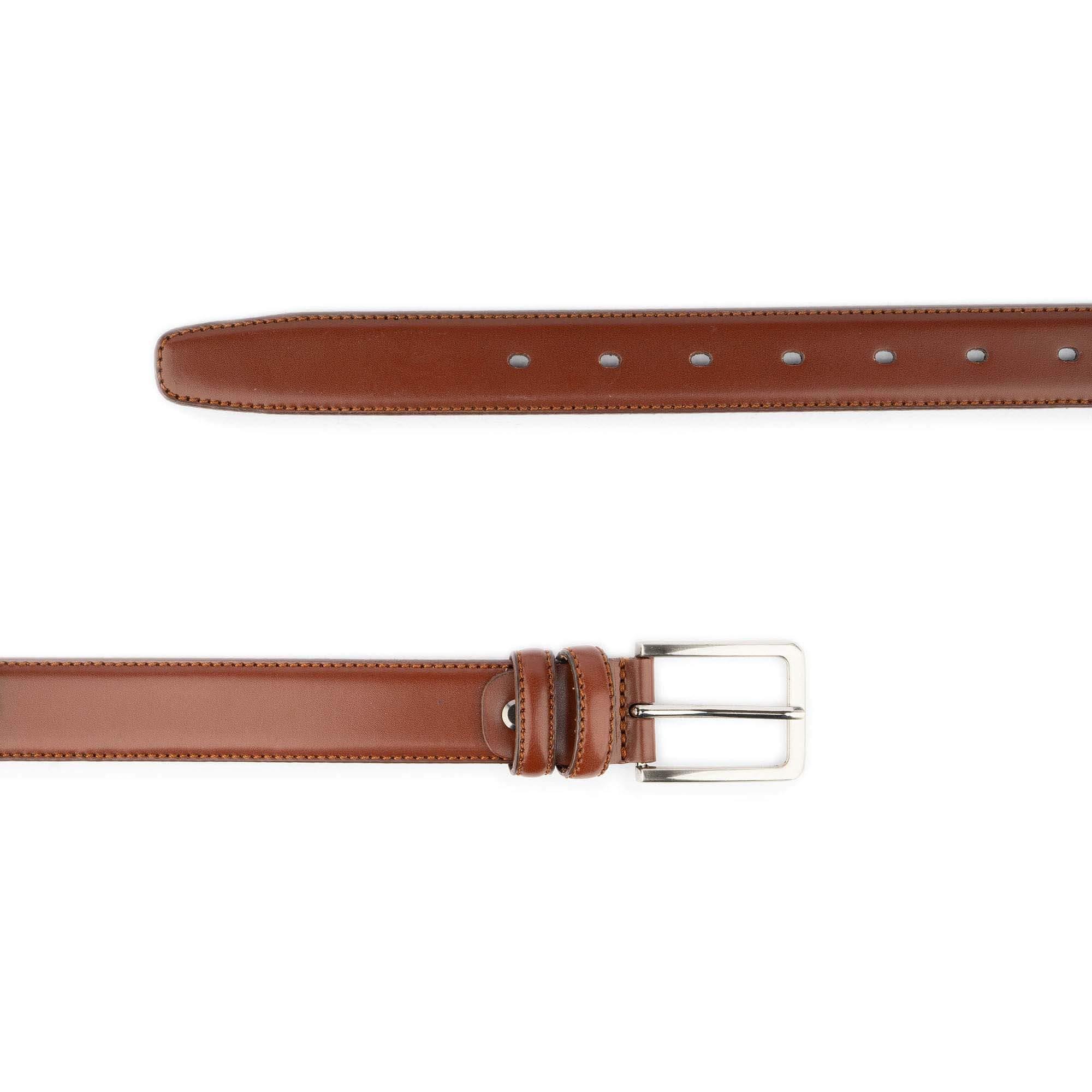 Mens Light Brown Dress Belt With Stitching 1 3/8 Inch High Quality Gents  Genuine Leather Belt With Silver Buckle 3.0 Cm - Etsy