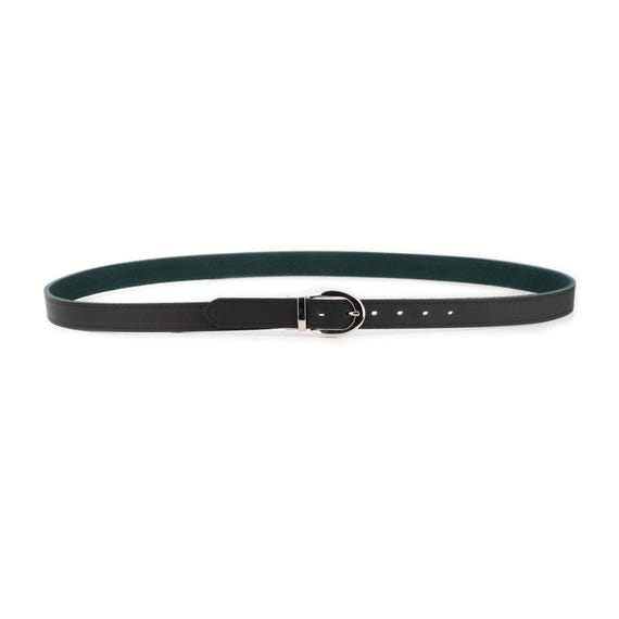 Dark Green Suede Ladies Reversible Belt With Nickel Buckle  display picture 3