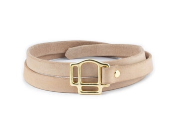 Medieval Belt With Knot Gold Buckle Natural Leather Thin Women Buckle Belt Genuine Leather Belt 2.0 Cm