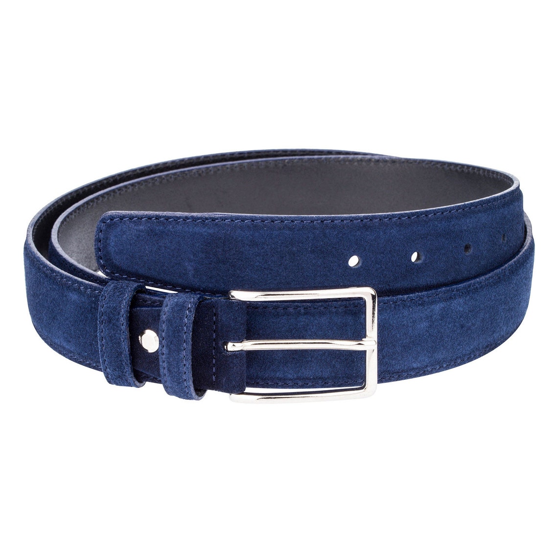 Blue Suede Leather Belt Men's Belts Navy Dress Suit Etsy